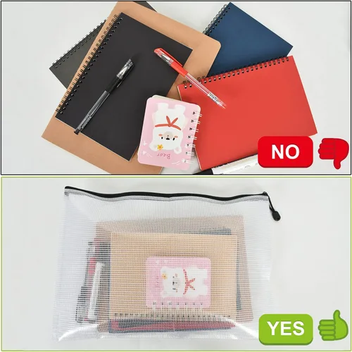 Miniatura 5 de Vuzvuv 22 unidades tamaño A3 de 16.9 x 12 pulgadas, bolsa grande de malla con cremallera con etiquetas, bolsa de malla de plástico para documentos