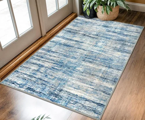 Miniatura 24 de KOZYFLY - Alfombra de pasillo moderna y lavable de diseño abstracto gris y negro, 2 x 6 pies, antideslizante, suave y de pelo corto, ideal