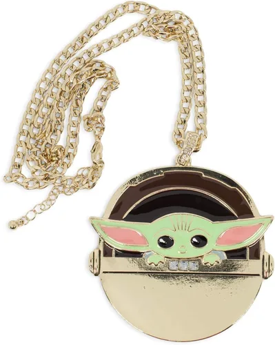 Star Wars The Mandalorian Baby Yoda en cadena de oro, collar con tapa magnética para decoración, colgante de base de metal único duradero con