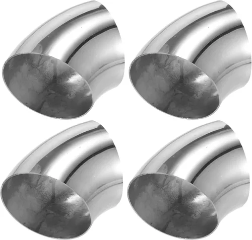 X AUTOHAUX 4 piezas OD 4 pulgadas 45 grados SS304 tubo de acero inoxidable curva tubo de escape codo tubo para coche sistema de escape modificado 4