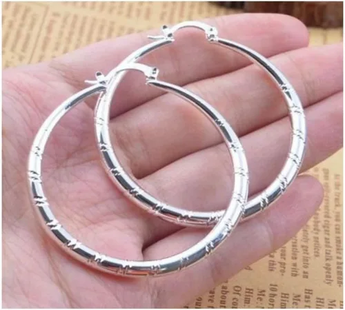 Miniatura 2 de Saengthong - aretes de aro de plata fina 925, para mujer, joyería de boda, NA, Saengthong