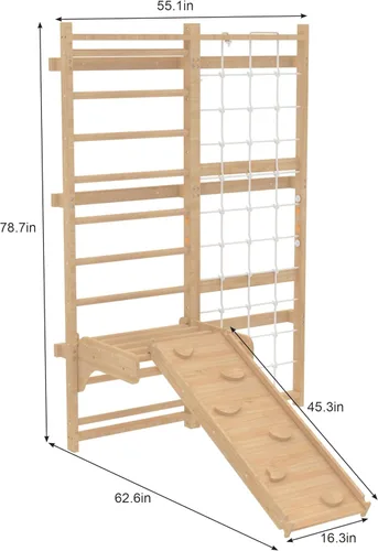 Miniatura 7 de Avenlur Neem 5 en 1 escalera sueca de pared con gimnasio, escalador de pared de carga, escalera sueca con columpio, escalera de cuerda, barra
