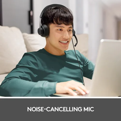 Miniatura 2 de Logitech Zone 750 Auriculares con cable para la oreja con micrófono avanzado de cancelación de ruido, USB-C simple y adaptador USB-A incluido