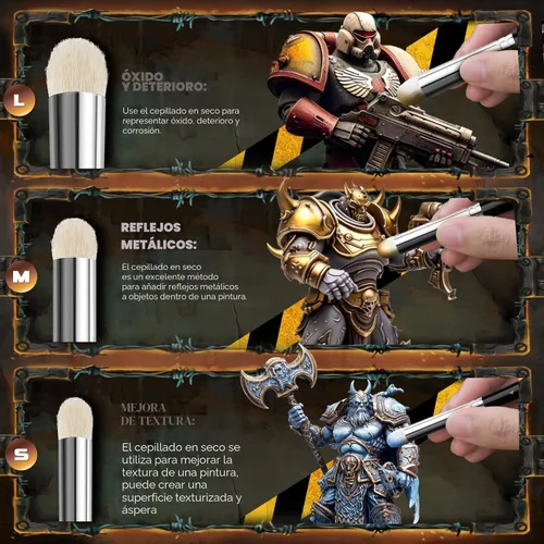 Miniatura 3 de Golden Maple Pinceles de pintura en miniatura Drybrush - Juego de 10 pinceles de micro detalle, pinceles pequeños de detalle fino para acrílico