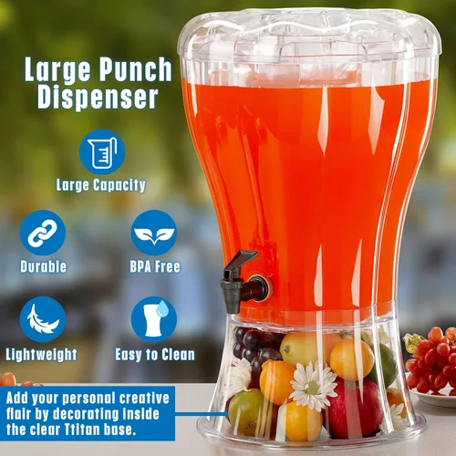 Miniatura 5 de Irrompible 3.5 galones dispensador de bebidas con extraíbles hielos Buddeez, Transparente