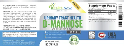 Miniatura 6 de D-manosa pura de alta resistencia con extracto de arándano para infecciones naturales del tracto urinario y apoyo de las ITU - Salud digestiva