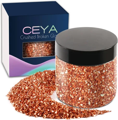 Miniatura 15 de Ceya 5.3 onzas/150g Vidrio Triturado Irregular Azul Neptuno Metálico Chips de Cristal Vidrio Roto Chips Purpurina 2-4mm Manualidades Purpurina