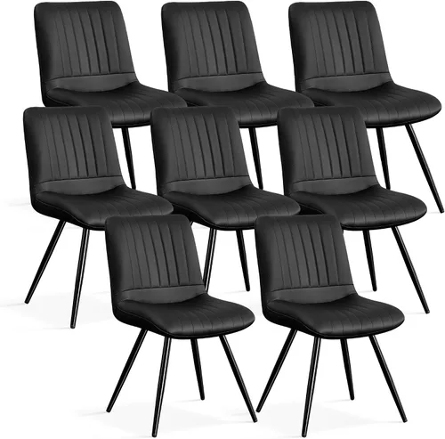 Miniatura 41 de Sillas de comedor, modernas sillas de comedor con cojines gruesos, sillas tapizadas de piel sintética para cocina, comedor con patas de metal