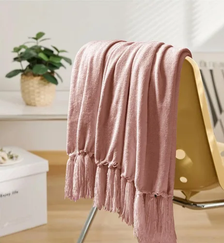 Miniatura 7 de Manta de Chenilla para Sofá 50"X 60", Mantas Suaves y Acogedoras con Flecos con Borlas para Cama Sofá Silla Cubierta, Mantas Decorativas Bohemias