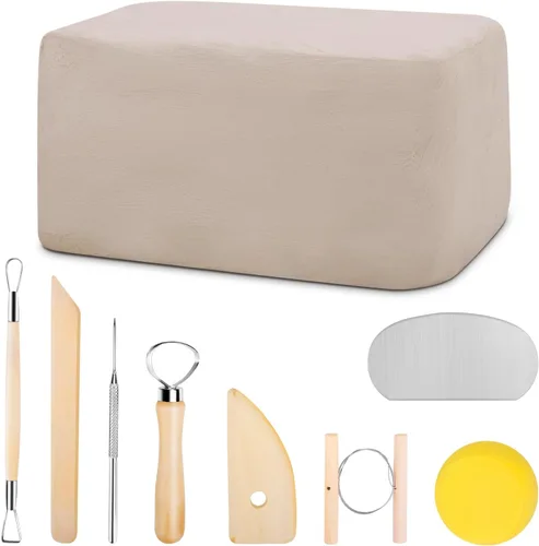 Arcilla para esculpir, arcilla de modelado, kit de arcilla natural de secado al aire de 5.5 libras con juego de herramientas de escultura de