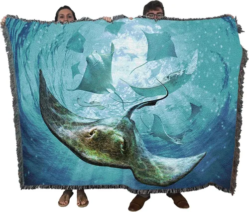 Miniatura 12 de Pure Country Weavers JL Moby Dick Cobija por Jerry LoFaro - Tapiz clásico de regalo de ballena oceánica tejida de algodón, fabricada en los Estados