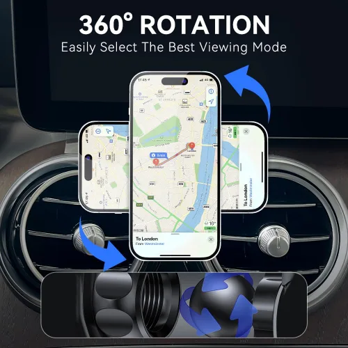 Miniatura 4 de BEERTE Compatible con soporte MagSafe para automóvil Mercedes Benz Clase C 2016-2022, clase GLC 2016-2023 [imanes mejorados], soporte magnético