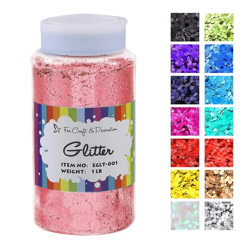 Miniatura 39 de Brillantina gruesa, 18 frascos de colores surtidos para manualidades, cuerpo, maquillaje y purpurina para uñas.