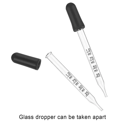 Miniatura 7 de TecUnite 20 cuentagotas de vidrio para ojos, 0.0 fl oz de goteros líquidos para aceites esenciales, pipeta calibrada de vidrio para medicina