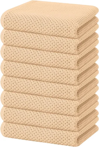 Miniatura 258 de Homaxy Paños de cocina de 100% algodón con tejido de gofre, ultra suaves, absorbentes, de secado rápido, 12 x 12 pulgadas, paquete de 6, amarillo