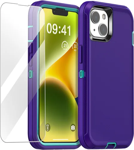 Miniatura 16 de AICase Funda para iPhone 14 (6.1 pulgadas) con protector de pantalla de vidrio, protección contra caídas de alta resistencia, cuerpo completo, a
