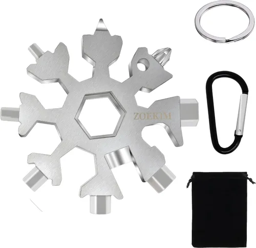 Miniatura 7 de 18 en 1 copos de nieve multiherramienta llavero de acero inoxidable multiherramienta combinación abrebotellas increíble herramienta