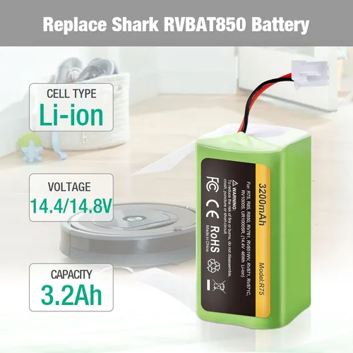 Miniatura 2 de FirstPower Batería RVBAT850 de 3.2Ah – Reemplazo para Batería de Aspiradora Shark, Shark Ion R75, RV761, RV850C, RV1000S, RV1100VL, RV101AE