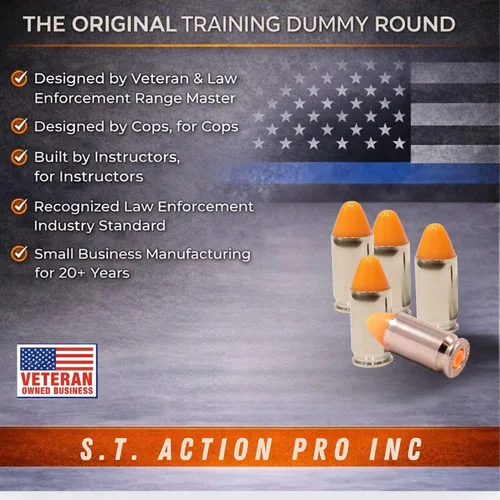 Miniatura 2 de S.T. Action Pro .380 Cal Dummy Rounds – Rondas simuladas de entrenamiento de seguridad naranja, munición reutilizable para entrenamiento de fuego