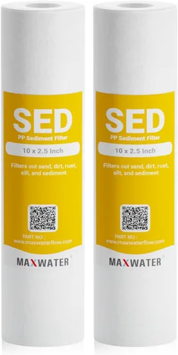Miniatura 15 de Max Water Cartucho de filtro de agua de sedimentos de repuesto de 10 x 2.5 pulgadas, 5 micrones para toda la casa, fibra de filtración soplada por