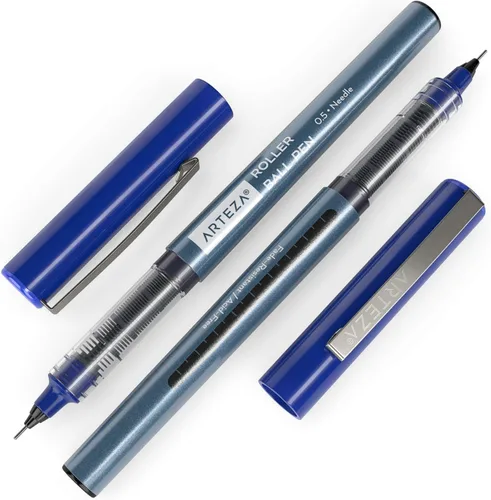 Miniatura 2 de ARTEZA Plumas de rodillo de punta fina, juego de 20 bolígrafos de tinta líquida azul, punta de aguja extrafina de 0.5 mm (0.020 in), para hacer