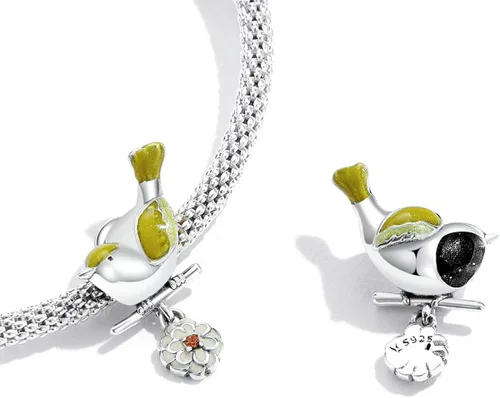 Miniatura 5 de Abalorio de plata de ley con diseño de pájaro para pulsera, con colgante de martín pescador, regalo de joyería para mujeres, niñas, mamá, esposa