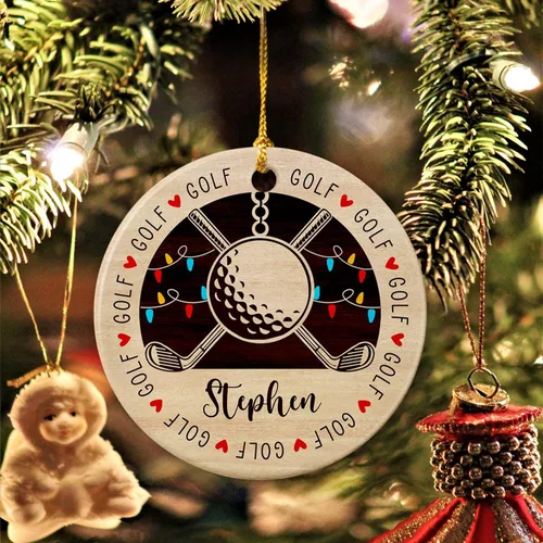 Miniatura 5 de Adorno de golf personalizado, adorno de árbol de Navidad de golfista, regalo de recuerdo, adorno de cerámica de Navidad para golfista, adorno
