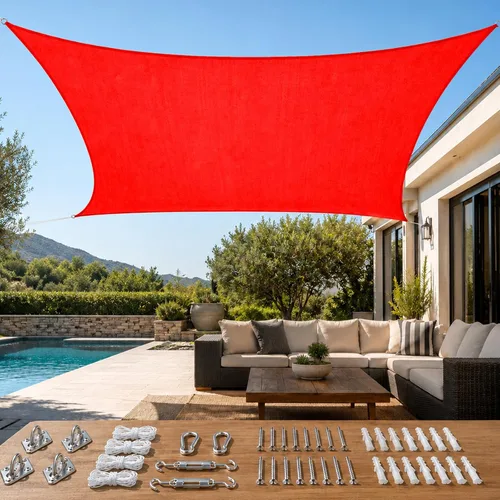 Miniatura 27 de Quictent Toldo rectangular de polietileno de alta densidad de 6.53 oz, 98% de bloqueo UV, para patio, jardín, cubierta comercial con kit de Marrón