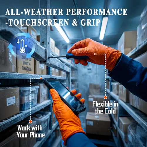 Miniatura 8 de ANBOSON Guantes de nitrilo desechables de 10 mil de goma naranja resistente a los productos químicos, guantes de mecánico resistentes, sin látex