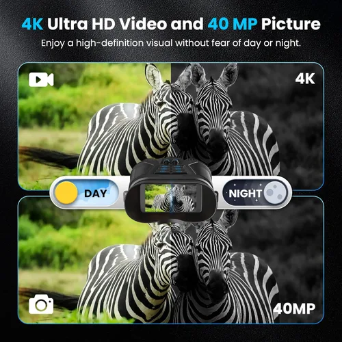 Miniatura 2 de seanme Gafas de visión nocturna con cámara, prismáticos de visión nocturna 4K para adultos, infrarrojos de 3280 pies, pantalla grande de 3 pulgadas