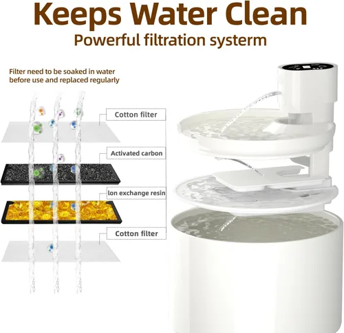 Miniatura 5 de Fuente de agua de cerámica para gatos, fuente de agua inalámbrica con batería de 78 onzas / 2.3 L con sensor de movimiento, bomba ultra silenciosa