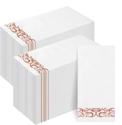 Miniatura 10 de Goodluck Paquete de 100 unidades de toallas de invitados con tacto de lino desechables – Toallas de mano de papel suaves y absorbentes para baño