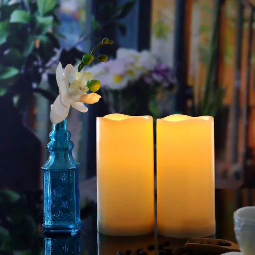 Miniatura 11 de CANDLE CHOICE Velas LED sin flama, impermeables, de pilas, para exteriores, con control remoto y temporizador, luz blanca parpadeante de resina