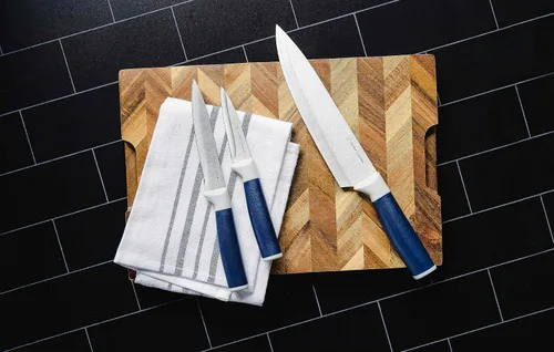 Miniatura 7 de Dura Living Juego de cuchillos de cocina de 5 piezas, cuchillas de acero inoxidable de alto carbono con asas ergonómicas, incluye chef, Santoku
