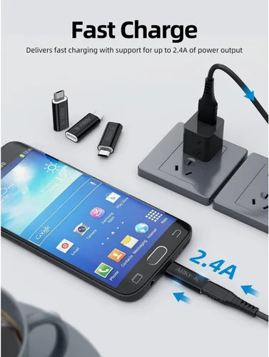 Miniatura 5 de ARKTEK Adaptador micro USB a USB C, tipo C hembra a microUSB macho convertidor para sincronización de datos OTG (negro, micro USB a tipo C)