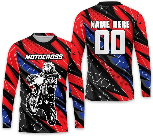 Miniatura 9 de LASFOUR Camiseta de motocross personalizada 3D para niños y jóvenes, camiseta de carreras de motocross para niños y jóvenes, camiseta de conducción