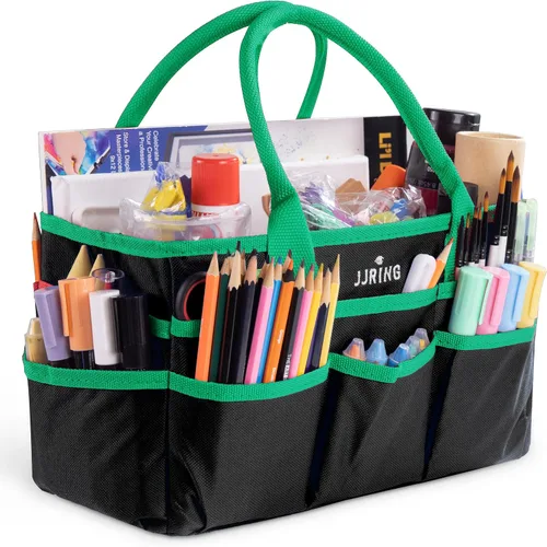 Miniatura 16 de JJRING Bolsa organizadora para manualidades y arte, tela de nailon azul 600D, con bolsillos, para manualidades, álbumes de recortes, médicos y Azul