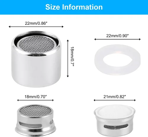 Miniatura 7 de iFealClear Aireador de grifo de 4 piezas, adaptador aireador de grifo de fregadero de cocina con carcasa de latón macizo, rosca hembra de 55/64 Cromo