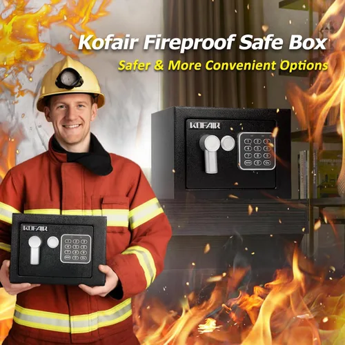 Miniatura 6 de Caja de seguridad KOFAIR para el hogar (0.23 pies cúbicos) con bolsa ignífuga, caja de seguridad personal para ahorro de efectivo, caja de seguridad