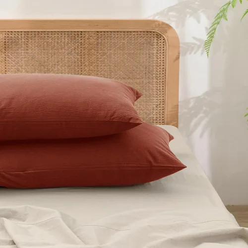Miniatura 16 de BESTOUCH 100% Algodón Lavado Funda de Almohada para Cabello y Piel, Sensación de Lino, Suave, Cómoda, Transpirable, Juego de 2 Fundas de Almohada