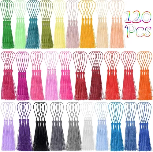 Borlas cridoz - 120 borlas sedosas hechas a mano suaves con bucles para marcadores, manualidades y fabricación de joyas, 30 colores
