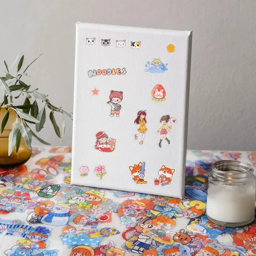 Miniatura 5 de 100 hojas de calcomanías de dibujos animados kawaii para álbumes de recortes, lindas calcomanías transparentes para hacer tarjetas, cuadernos