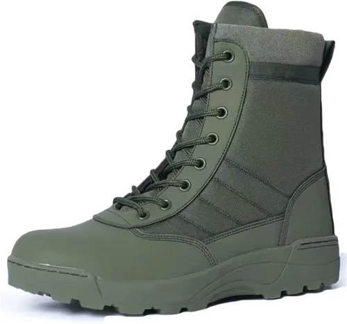 Miniatura 4 de HARGLESMAN Botas de trabajo tácticas militares para hombre, botas de combate de motocicleta con cremallera lateral