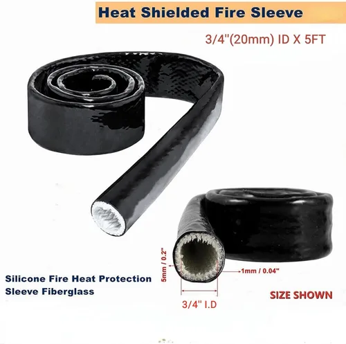 Miniatura 2 de Funda de protección contra incendios de 3/4 pulgadas de identificación x 5 pies de fibra de vidrio recubierta de silicona para líneas de mangueras