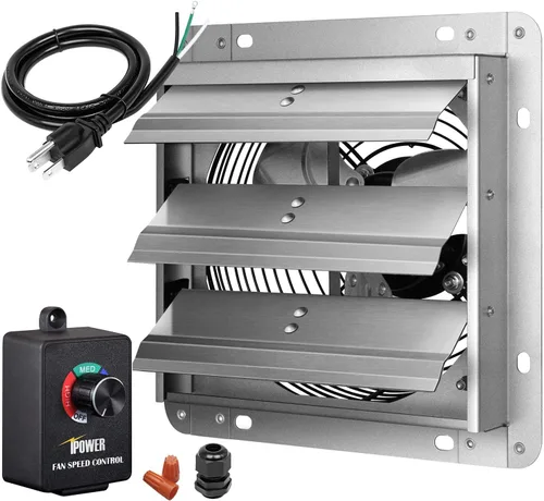 Miniatura 14 de iPower Ventilador de escape de obturador de 10 pulgadas de aluminio, alta velocidad 1650RPM, 820CFM, 1 paquete, plateado