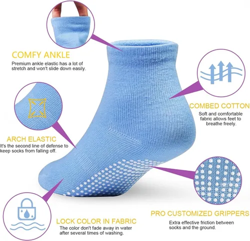 Miniatura 6 de GRPSKCOS Calcetines Antideslizantes para Bebés 12 Pares Calcetines Antideslizantes para Niños Pequeños de 0-7 Años Infantes Niños Pequeños Niños