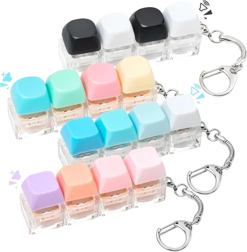 Miniatura 15 de Juguete Fidget de Teclado, 2 Piezas Llavero de Teclado Fidget Clicker de Teclado Fidget Silencioso Ruidoso Clicker Fidgets para Adultos Alivio
