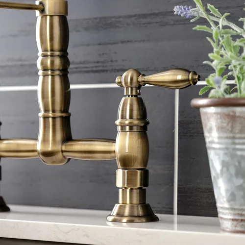 Miniatura 5 de Kingston Brass GS1273AL Heritage - Grifo de cocina con rociador extraíble, latón antiguo, 14.13 x 10 x 18.75 pulgadas