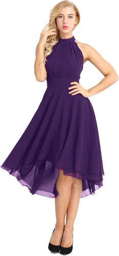 Miniatura 3 de Fldy Vestido formal de gasa sin mangas para mujer, vestido de fiesta de cóctel, vestido de dama de honor