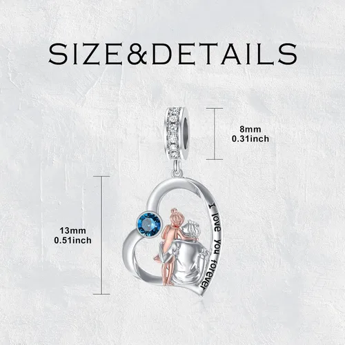 Miniatura 83 de PROESS Dije para padre, madre e hija, pulsera de plata de ley para pulseras, regalos de cumpleaños, día de San Valentín, para hija, madre, amante